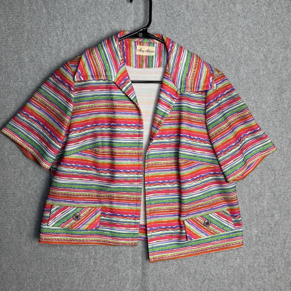 Vintage Amy Adam's Jacket Open Front Blazer Size Medium/Large Multicolor